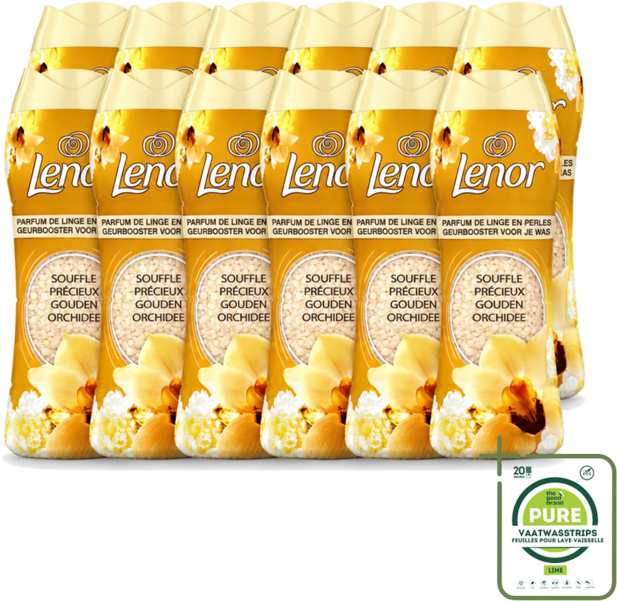 12 x Lenor - Geurbooster - Gouden Orchidee - 22 Wasbeurten - Grootverpakking - Vaatwasstrips - Geurbooster Was - Geur In Was - Geur In Kleding - Wasgeur - Geur In Wasmachine — afbeelding 1