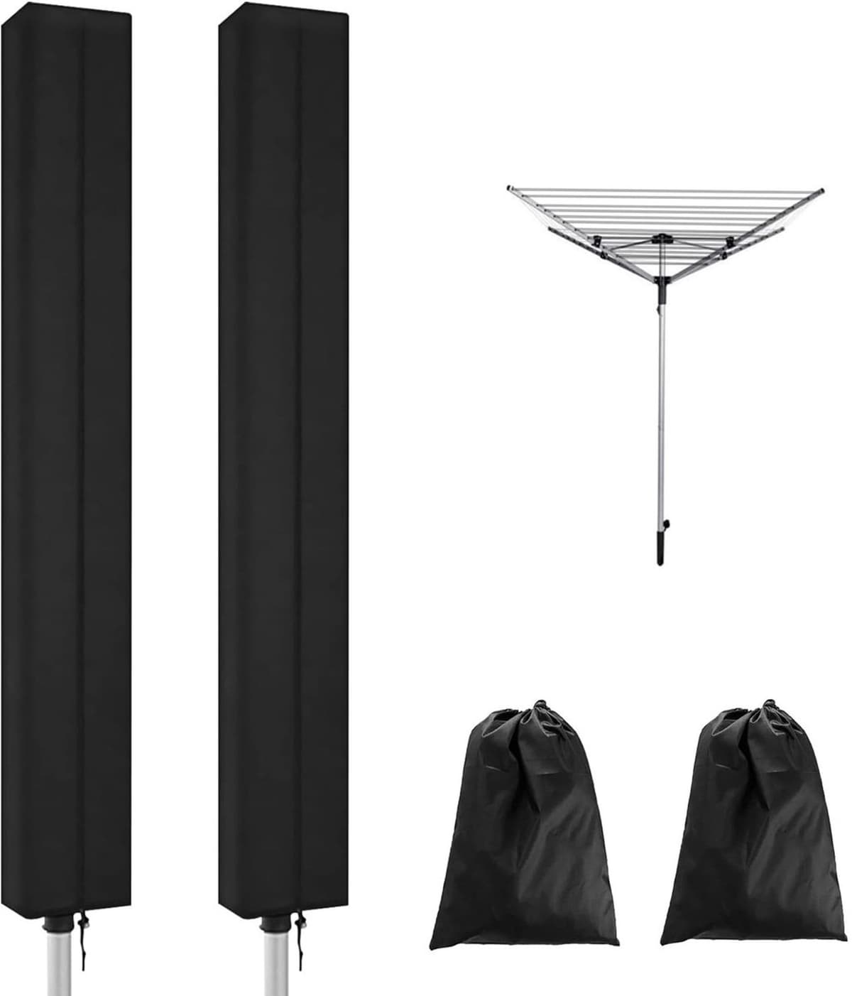 Set van 2 - Hoes voor kledingrek - Hoes voor draaibaar kledingrek - Meubelhoes - Stof-, regen- en zonbestendig - 165x16x16 cm - Universele kledingrekhoes - Zwart — afbeelding 1