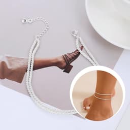 Anklet Voor Vrouwen, Kleine Gelaagde Waterdichte Enkelband Voor Vrouwen, Verstelbare, Enkelband Set Rope Link Strand Klep Voor Vrouwen — thumbnail 5