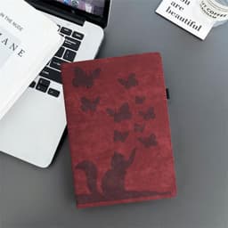 Ausblin Reliëf Lenovo Tab P11 Gen 2 Hoes, Vlinder en Kat Thema Retro PU Lederen Tablet Hoes voor Lenovo Tab P11 Gen 2 Case (2023) 11.5", Rood — thumbnail 4
