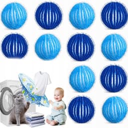 12x Wollen Wasballen - Pluisvrij & Anti-klit voor Wasmachine & Droger — thumbnail 1