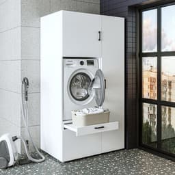 Roomart SERIE 2 Wasmachine Ombouwkast 179x205 cm - met Hoge Kast 45 - Wit — thumbnail 2