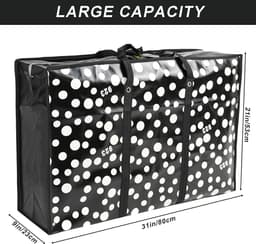 98L extra grote opbergzakken, waterdichte stofdichte herbruikbare tas met dubbele rits, voor verhuiskleding, kledingkastopslag, speelgoed, wasgoed, beddengoed (zwart) — thumbnail 5