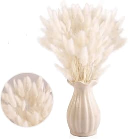 Gedroogd pampasgras, konijnenstaart, gras, 30 stuks, natuurlijke droogbloemen, boeket, decoratie, kunst, groot, droogbloemen, pampasgras voor interieur, fotografie, bruiloft, wit — thumbnail 1
