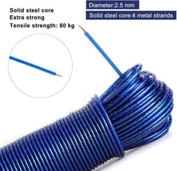 Waslijn 50 meter met stalen kern - Made in Holland - weerbestendig en extra lang - antislip waslijn voor huis en camping - extra sterk LaundrySpecialist — thumbnail 5