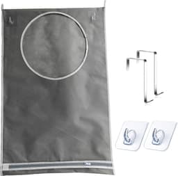 Wasmand, draagbare waszak, ritssluiting, wijd open, waszakken met roestvrijstalen haken en kleefhaken, organisatie voor vuile kleding — thumbnail 1