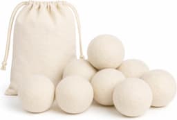 Drogerballen - 8 Stuks - Wasdrogerballen - Wasbollen voor wasmachine - Drogerballen wol - met opbergtas - herbruikbaar - voor Wasdroger Droogtrommel - Wit — thumbnail 1