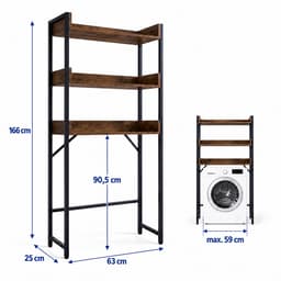 Wasmachine kast - 166x63x25 cm - bruin-zwart — thumbnail 5