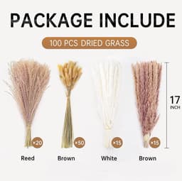 Rose 100 stuks 43 cm natuurlijk gedroogd pampasgras plant met konijnenstaart gedroogde bloemen boeket kunstgras voor bruiloft tafeldecoratie boho woondecoratie — thumbnail 4