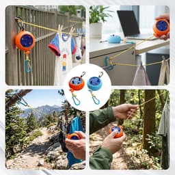 2 stuks uittrekbare waslijn, waslijn camping, waslijn reizen, compacte drooglijn voor outdoor-activiteiten, verstelbaar tot 10 meter, met robuuste ABS-behuizing — thumbnail 2