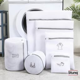 Stunq® 6-delige waszakkenset met fijnmazig gaas en ritssluiting – wit, wasmachinebestendig — thumbnail 1