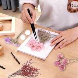Gedroogde bloemen decoratieset, natuurlijk boeket droogbloemen, decoratie om te knutselen, met 2 clips en 20 rond dubbelzijdig plakband, 15 mm, voor woonkamer, huishouden, tafeldecoratie (kleur 1) — thumbnail 3