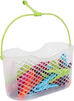 Mandje voor wasknijpers met knijpers - Mandje om klemmen in te bewaren - Voor wassen en drogen - Mand met ophanghaak - 30 stuks - Transparant met kleur — thumbnail 2