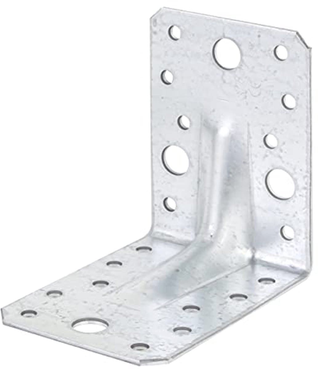Hoekankers Extra Sterk met Rib | Verzinkte Staal | 90 x 90 x 65 mm | Set van 12 — afbeelding 1