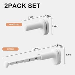 Reiskledingrek - Intrekbare paalhanger - droogrek - droogrek inklapbaar - droogrek hangend - Draagbare opvouwbare hanger - Studentenhuisvestingshanger - Bagagehanger - Autohanger - ABS - Wit — thumbnail 5