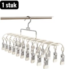 1 stuk - Kledingrekken - Zeilklemmen - 20 Klemmen Drogenrek - RVS Sokken en Ondergoed Drogers - Huishoudelijke wasklemmen - Gebroken wit — thumbnail 1