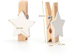 Houten wasknijpers ster - Christmas - 35 mm - 100 stuks - Bruin — thumbnail 2