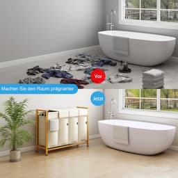 Wasmand 4 Vakken - Was Sorteren - Wasmand Op Wielen - Was Organizer - Wasverzamelaar - Wasgoed Scheiden - Opvouwbaar - Waskamer Accessoire — thumbnail 2