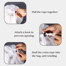 2 stuks Mesh Waszakken Met Trekkoord - 60x90 cm Herbruikbare Wasmachine Zak - Voor Delicate Was En Babykleding - Ideaal Voor Studentenhuis Woning En Reizen - Organizer Voor Bovenkleding Sokken En Panty's — thumbnail 3