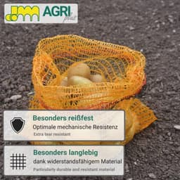 100 Stuks Aardappelzakken Goudgeel met Trekkoord - Grof Gaas voor Fruit, Groenten en Noten - 43 x 60 cm, 12,5 kg Volume — thumbnail 4