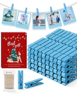 Mini Kleerspeldjes voor Fotoclips - 100 Stuks Houten Wasknijpers in Blauw voor Creatieve Knutselprojecten, Decoratie en Babyshowers — thumbnail 1