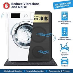 Anti-vibratie mat 60 x 60 cm - 2 cm dik - Geluidsisolatie - Rubber pad voor wasmachine, droger en fitnessapparatuur — thumbnail 4