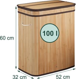 Wasmand 2 vakken - 100 liter - bamboe — thumbnail 2