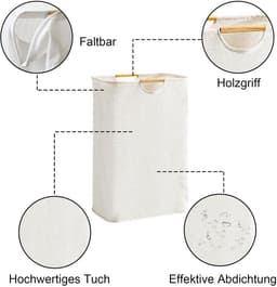 STILVORA Wasmanden - Stoffen Wasmand Wasmand Laundry Basket Opvouwbare Wasmand Met Hengsel Grote Wasmand Voor Badkamer / Slaapkamer, Oxford-Stof, Wit — thumbnail 4