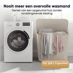 DARI. - Wasmand 3 vakken - Wassorteerder - 205L XXL - met 3 uitneembare zakken - wasmand - beige - knopen — thumbnail 3