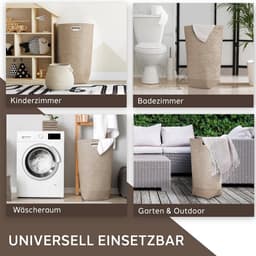 TULENO® XL wasverzamelaar van vilten stof, waszak met handgrepen afsluitbaar, grote wasmand, opvouwbaar, als waszak en verzamelaar voor vuile was, beige — thumbnail 4