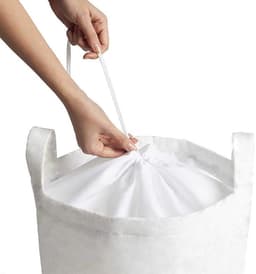 ABAKUHAUS Witte waszak, eenvoudige maritieme stijl, wasmand met handgrepen en trekkoordsluiting voor wasserettes, 33 cm breed x 49 cm hoog, turkoois-crème — thumbnail 3