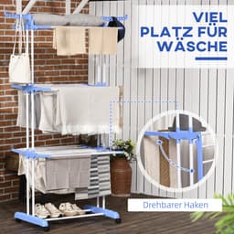 Torenwasrek - 73x64x177 cm - 4 Lagen + Uittrekbaar - Binnen & Buiten Gebruik - Staal - Blauw — thumbnail 3