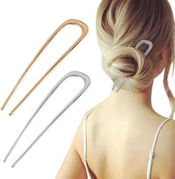 2 stuks U-vormige metalen haarspelden, Franse haarclip voor opgestoken kapsels — thumbnail 1
