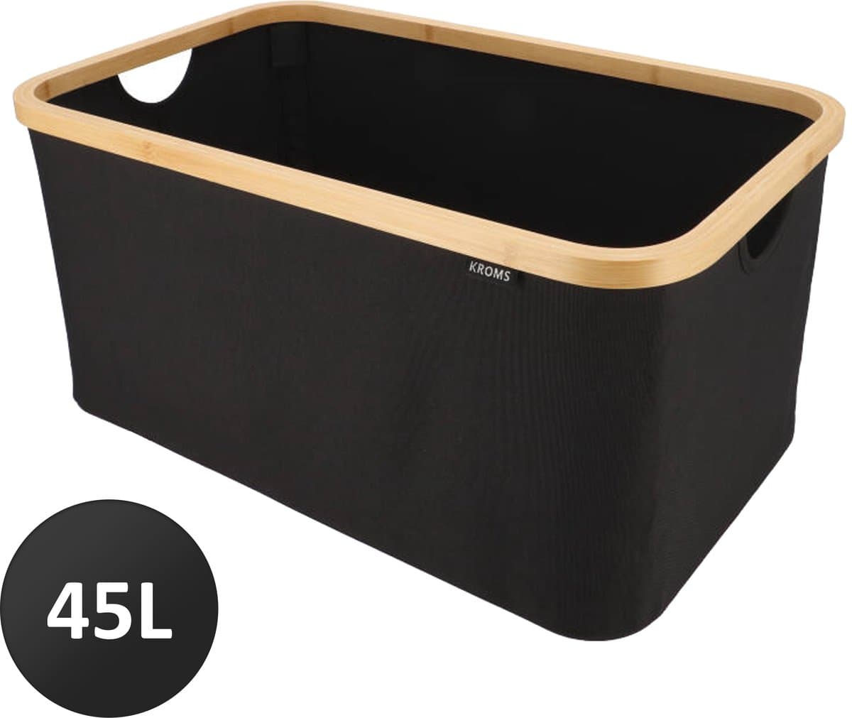 KROMS Wasmand opvouwbaar - Zwart - 45L - Laundry basket - Heupwasmand - Opvouwbare wasmand - Opbergmand — afbeelding 1