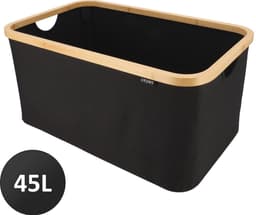 KROMS Wasmand opvouwbaar - Zwart - 45L - Laundry basket - Heupwasmand - Opvouwbare wasmand - Opbergmand — thumbnail 1