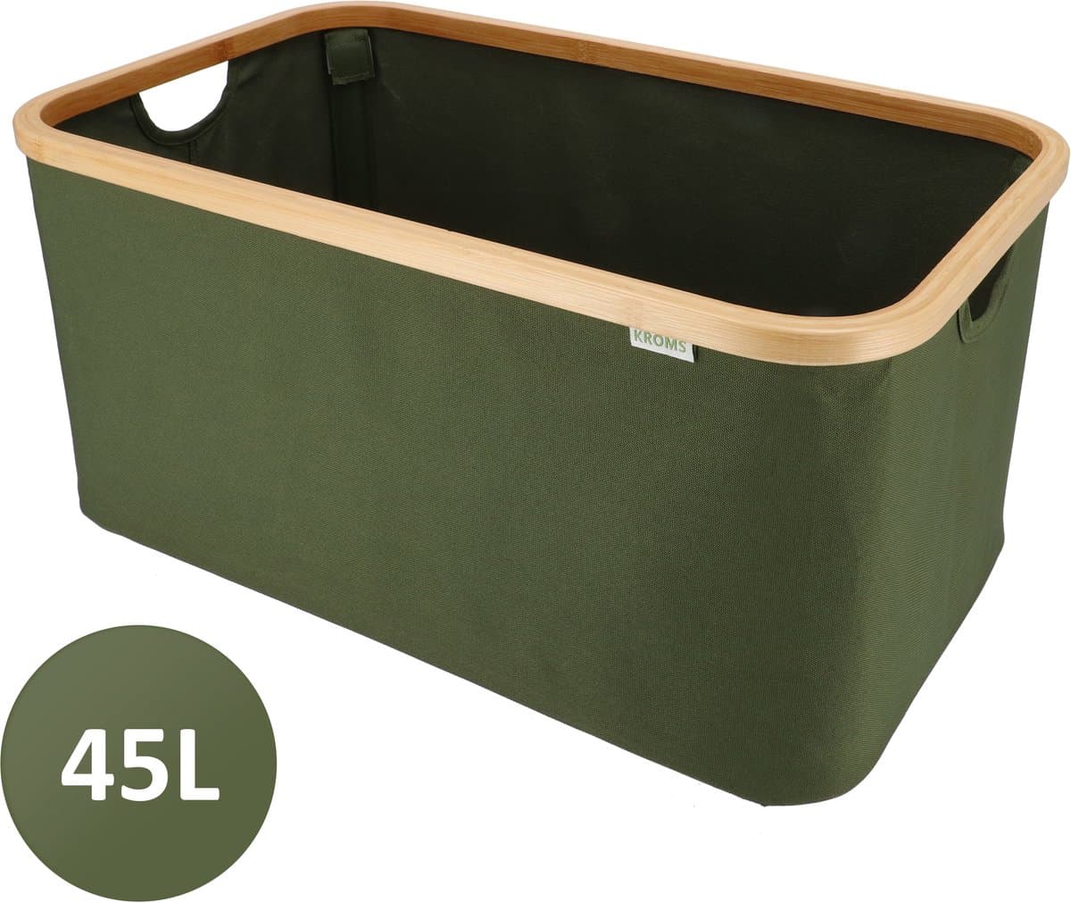 KROMS Wasmand opvouwbaar - Olijfgroen - 45L - Laundry basket - Heupwasmand - Opvouwbare wasmand - Opbergmand — afbeelding 1