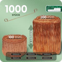 Draadsluitingen voor zakken - 2000 stuks - 1,0 x 120 mm - Veelzijdig gebruik - Tuin, Landbouw, Industrie — thumbnail 4
