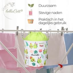 Draagbare wasknijperzak met karabijnhaken en trekkoordsluiting - Avocado design — thumbnail 5
