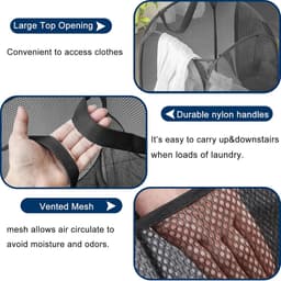 2 stuks wasmand - Opvouwbare wasmand - Pop-up wasmand - Voor badkamer, camping, universiteit, kamer en reizen,Zwart (36 x 36 x 56 cm) — thumbnail 5