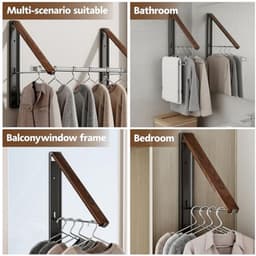 Wandgemonteerd kledingrek, uitschuifbaar en inklapbaar, boren niet nodig, te gebruiken voor het organiseren en opbergen van wasgoed in de wasruimte, ook geschikt voor studentenkamers, kledingkasten, balkons en wasruimtes. 1 stuk. — thumbnail 4