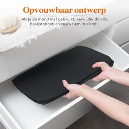 Set van 2 Slanke Wasmanden van 65 Liter – Opvouwbare Smalle Wasmand met Deksel, Verstevigde Bodem en Verlengde Handvatten – Ruimtebesparende Kledingopberger voor Slaapkamer, Badkamer en Wasruimte – Zwart — thumbnail 4