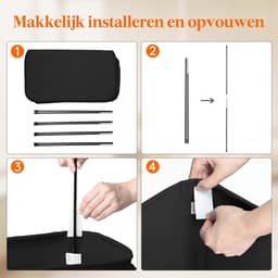 Set van 2 Slanke Wasmanden van 65 Liter – Opvouwbare Smalle Wasmand met Deksel, Verstevigde Bodem en Verlengde Handvatten – Ruimtebesparende Kledingopberger voor Slaapkamer, Badkamer en Wasruimte – Zwart — thumbnail 5