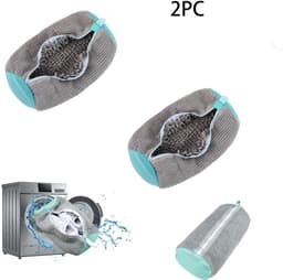 2 Stuks Waszak - Schoenenwaszak -Wasnet Voor Schoenen - Waszak Schoenen-Schoenenzak Wasmachine -Waszak Voor Schoenen - 39 x 19 Cm - Delicaat Wasgoed - Schoen Wassen - Schoenenwaszak - Wasgoed - Met Rits En Hangende Ring - Grijs — thumbnail 1