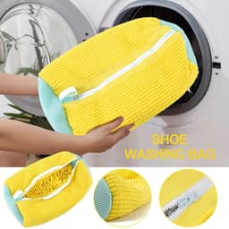 2 Stuks Waszak - Schoenenwaszak -Wasnet Voor Schoenen - Waszak Schoenen-Schoenenzak Wasmachine -Waszak Voor Schoenen - 39 x 19 Cm - Delicaat Wasgoed - Schoen Wassen - Schoenenwaszak - Wasgoed - Met Rits En Hangende Ring - Grijs — thumbnail 4