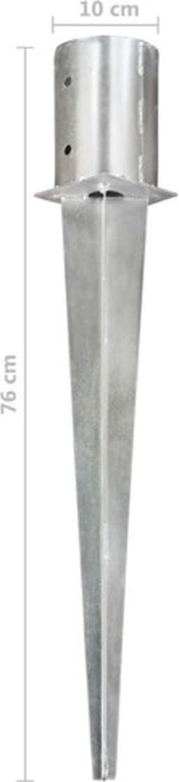 vidaXL - Grondpinnen - 6 - st - 10x76 - cm - gegalvaniseerd - staal - zilverkleurig — thumbnail 2