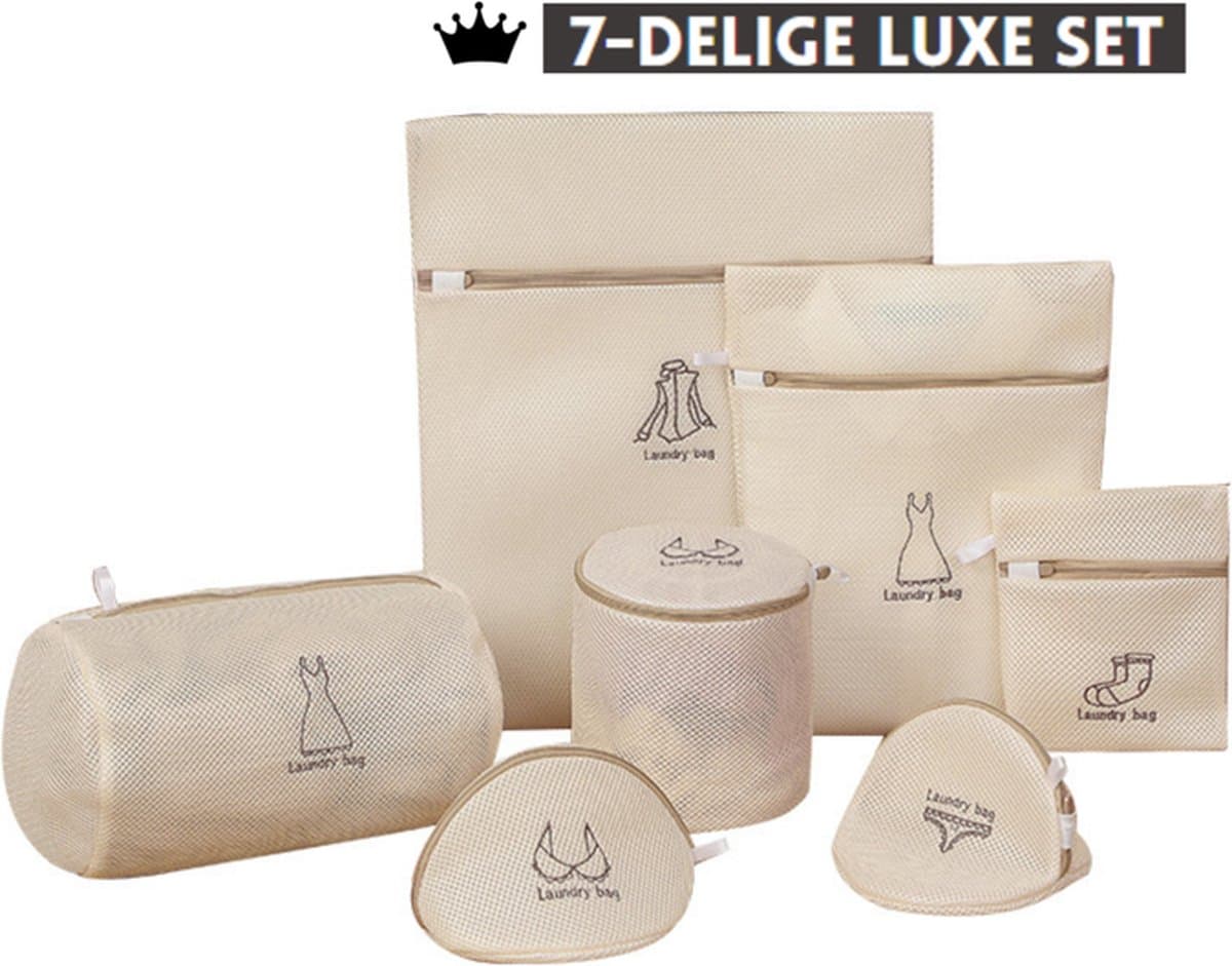 Waszakken set met rits - wasnet - waszak - waszakken set van 7 voor Wasgoed - Waszakje Lingerie - Waszak bh - Divers delicaat wasgoed - Wasnet Groot - Wasmachine zakjes - Laundry bag set — afbeelding 1