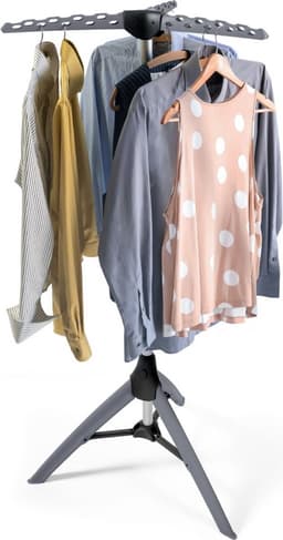 Tatkraft PINE Stevig Ruimtebesparend Inklapbaar Droogrek - Opvouwbaar Staand Kleding Wasdroogrek - Was Droger Rek - Kleding Wasrek Hangrek Voor 42 Kleding Hangers - Droogtoren 2 Volle Wastrommels - Voor Badkamer/Balkon/Binnen/Buiten - Opklapbaar — thumbnail 1