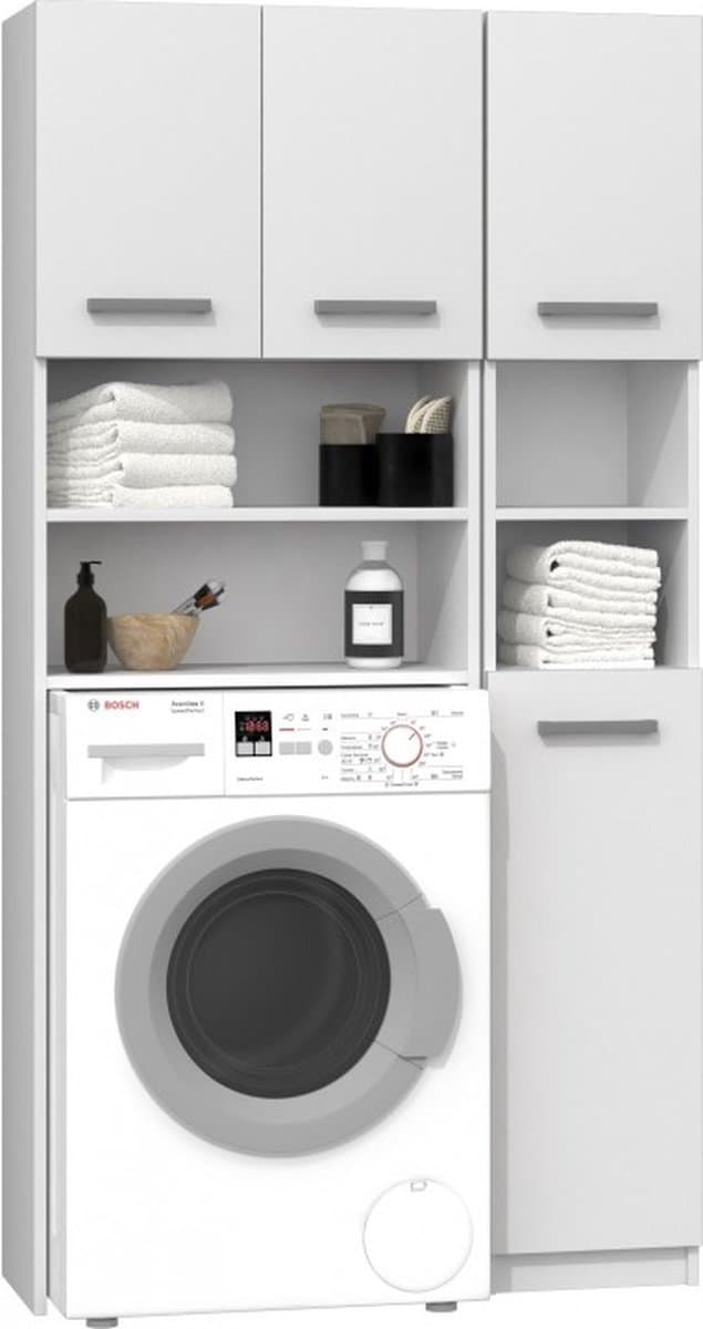 Wasmachine Ombouw Wit Met Extra Kast — afbeelding 1