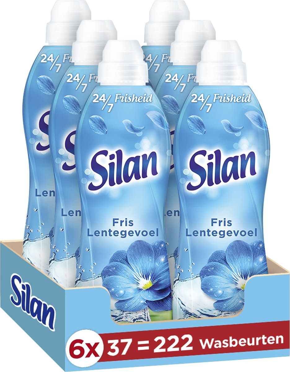 Silan Fris Lentegevoel - Wasverzachter - Zijdezachte Was - Langer Stralende Kleding - Langdurige Frisheid - Voordeelverpakking - 6 x 37 wasbeurten — afbeelding 1