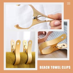 Allecto plus - Set van 2 goudkleurige wasknijpers voor strand- en badhanddoeken en beddengoed — thumbnail 3